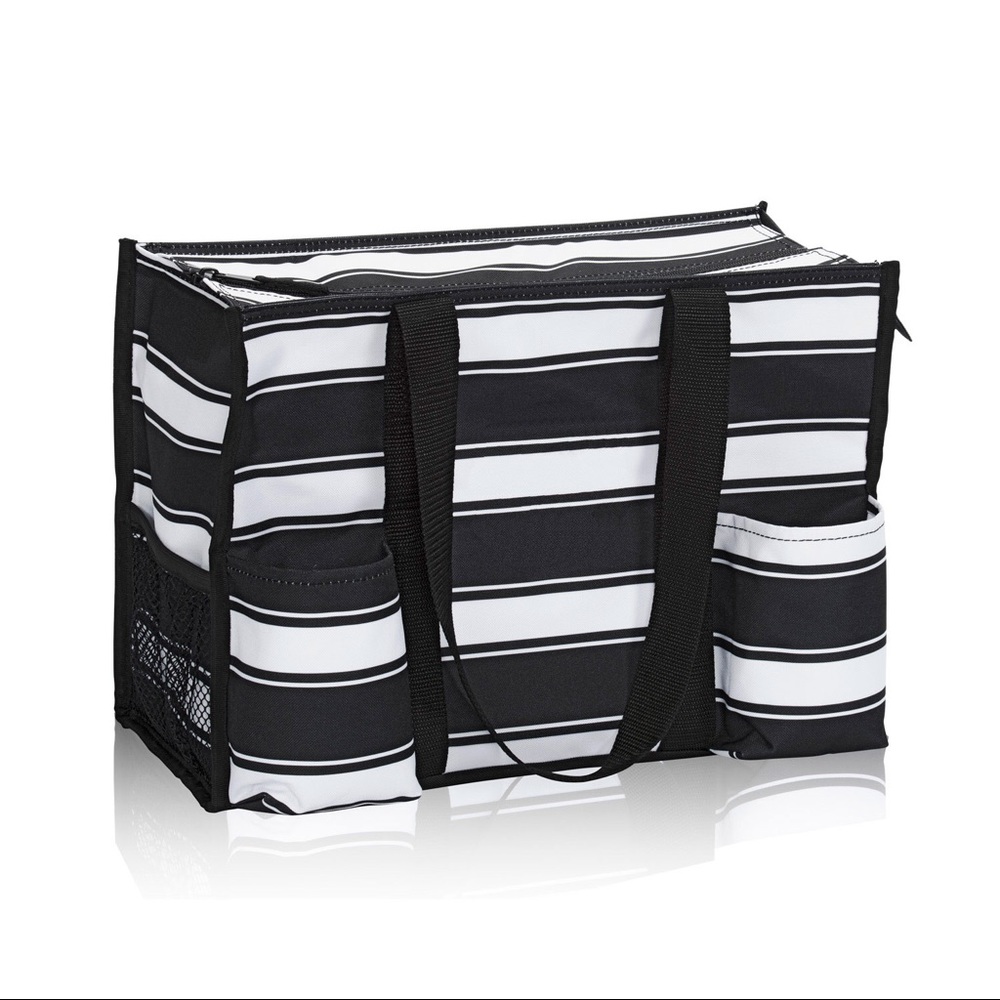 Thirty One Ribbon Stripe Zip Organizing Tote NEW